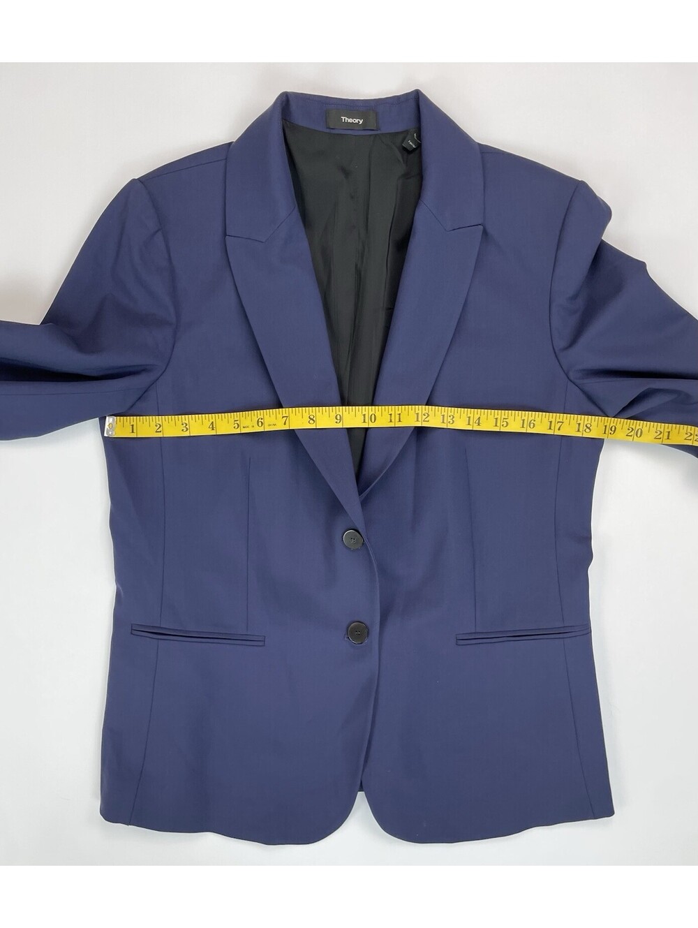 Theory Nichelle 2 Sea Blue Traceable Wool Stretch Blazer Suit Jacket Size 12 - Picture 6 of 9